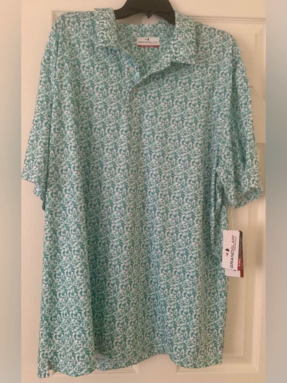 NWT Grand Slam Proformance Short Sleeve Polo Shirt - Mint Floral Green Print